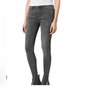 Allsaints Grace Skinny Jeans Washed Black Gray 28 Women's Denim